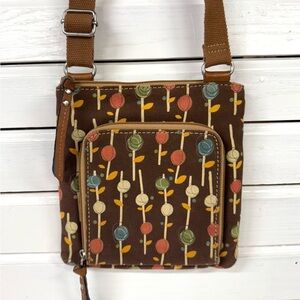 Fossil | Floral Patterned Brown Crossbody Bag Y2k